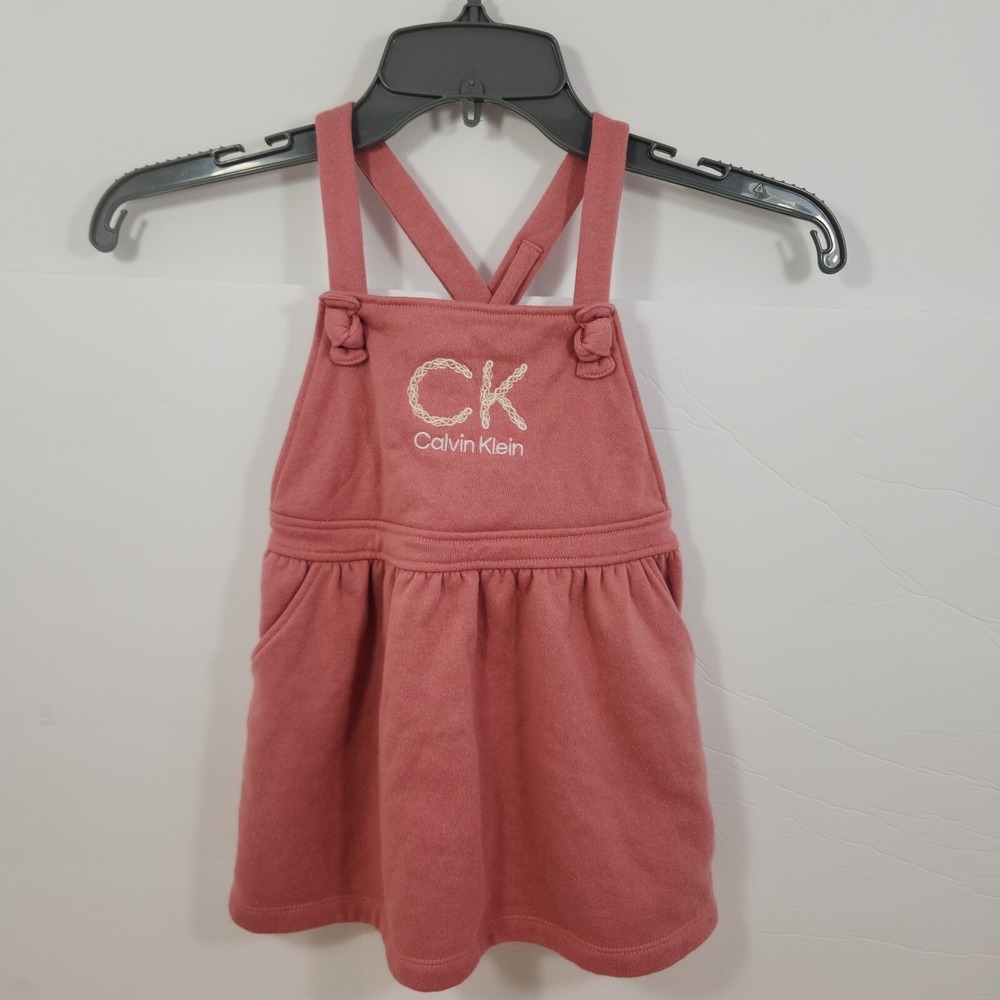 Calvin Klein Jeans Embroidered Apron Jumper Dress Little Girls Size‎ 24mos